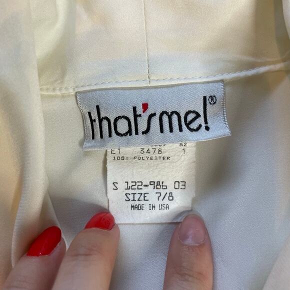 THATS ME‎ Vintage Semi Sheer Cream Off White Button Up Blouse 7/8 Medium - Picture 2 of 2